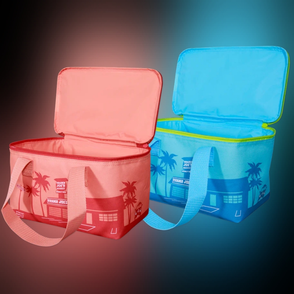 Trader Joe's Mini Peach Or Blue Insulated Tote Bags